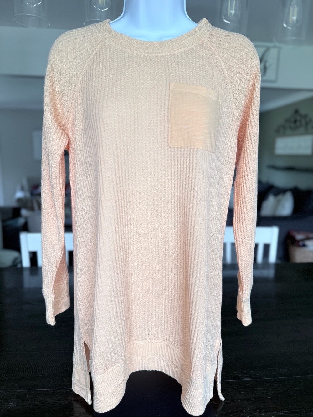 Soft Surroundings Peach Waffle Knit Pullover
